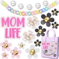 thumbnail image 2 of 19pcs Cute Flower Pearl Chain Charms for Bogg Bag, Momlife Insert Charm Decorations Must Have Accessories for Women Rubber Totes Beach Bags Handbags, 2 of 8