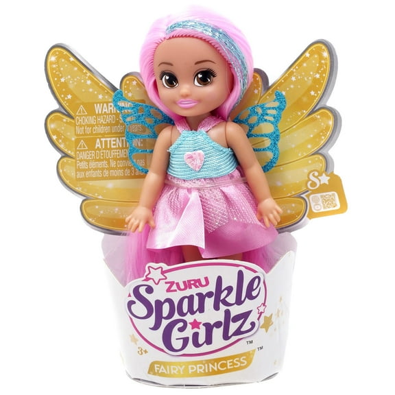 ZURU Sparkle Girlz Fairy Princess Mini Doll and Teal Dress Poseable Doll, Light Pink