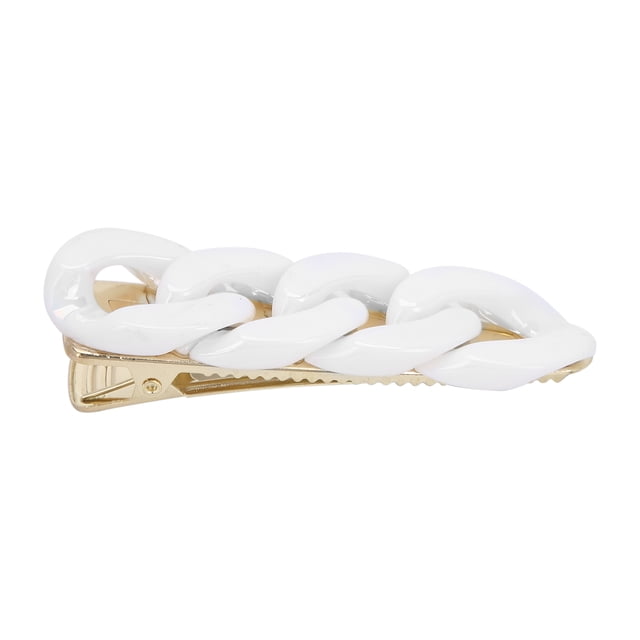 Pinzas para el cabello sin curvas, diseño de cadena decorativa, flequillo, accesorios para el cabello para mujeres y niñas, blanco lechoso
