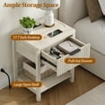 thumbnail image 5 of Aufeile Fluted Nightstand with Charging Station, Bedside Table with Drawer & Open Shelf, Small Wood Nightstand with 2 AC Outlets USB & Type-C, Bedroom Side Table, White Gray, 5 of 7