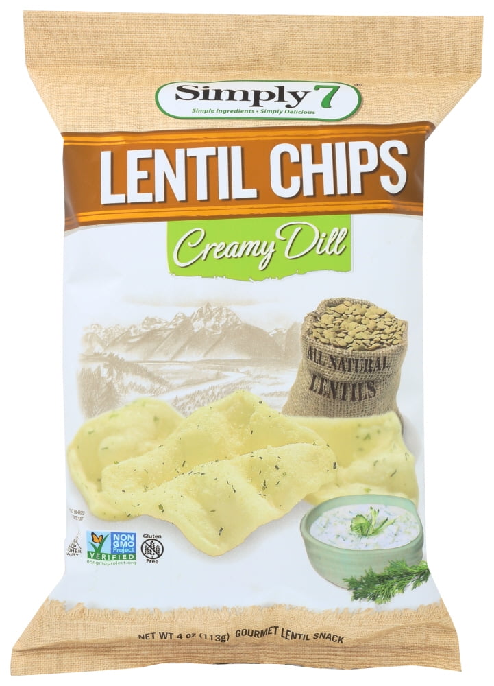 Simply 7 Creamy Dill Lentil Chips, 4 oz, (Pack of 12)