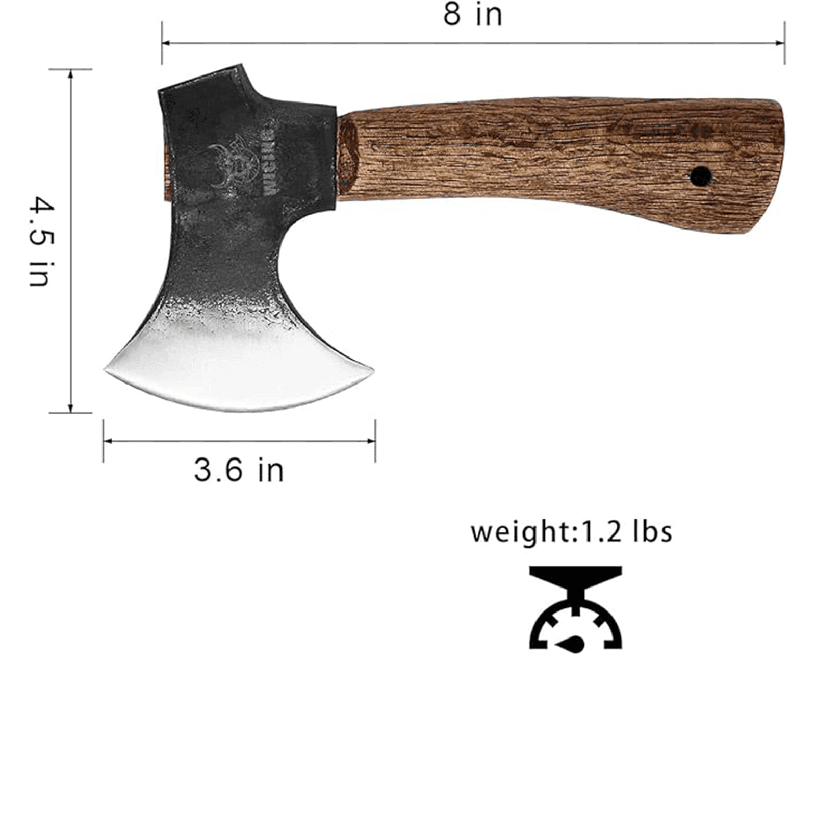WICING 8" Camping Hatchet, Mini Hand Axe with 1065 Manganese Steel Blade, Beech Wood Handle, Leather Sheath & Sharpening Stone