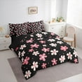 thumbnail image 3 of Homewish Kawaii Blossom 7-Piece Twin Bedding Sets,Cute Flower Floral Bedding Comforter Set,Pink White Black Sheet Sets For Girl Teens,Super Cozy Room Decor Reversible, 3 of 8