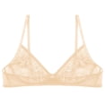 thumbnail image 3 of Sinleey Women Sheer Lace Floral Portrait Open Tip Bra Unlined Push-up Bralette Underwear Nightwear Nude 5XL, 3 of 7