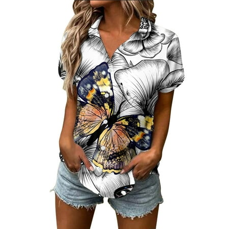 

MPWEGNP Womens Spring Summer Flower Printed Short Sleeve V Neck Shirt Top Blouse Mommy T Shirts for Women Lace Bra Shirts for Women