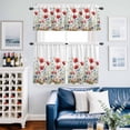 thumbnail image 2 of Red Poppy Flower Kitchen Curtains Sets for Windows 24 Inch Length, Blue Blooms Floral Country Boho Daisy Rod Pocket Window Treatments Tier Curtains and Valances Set for Bedroom/Bathroom, 2 of 8