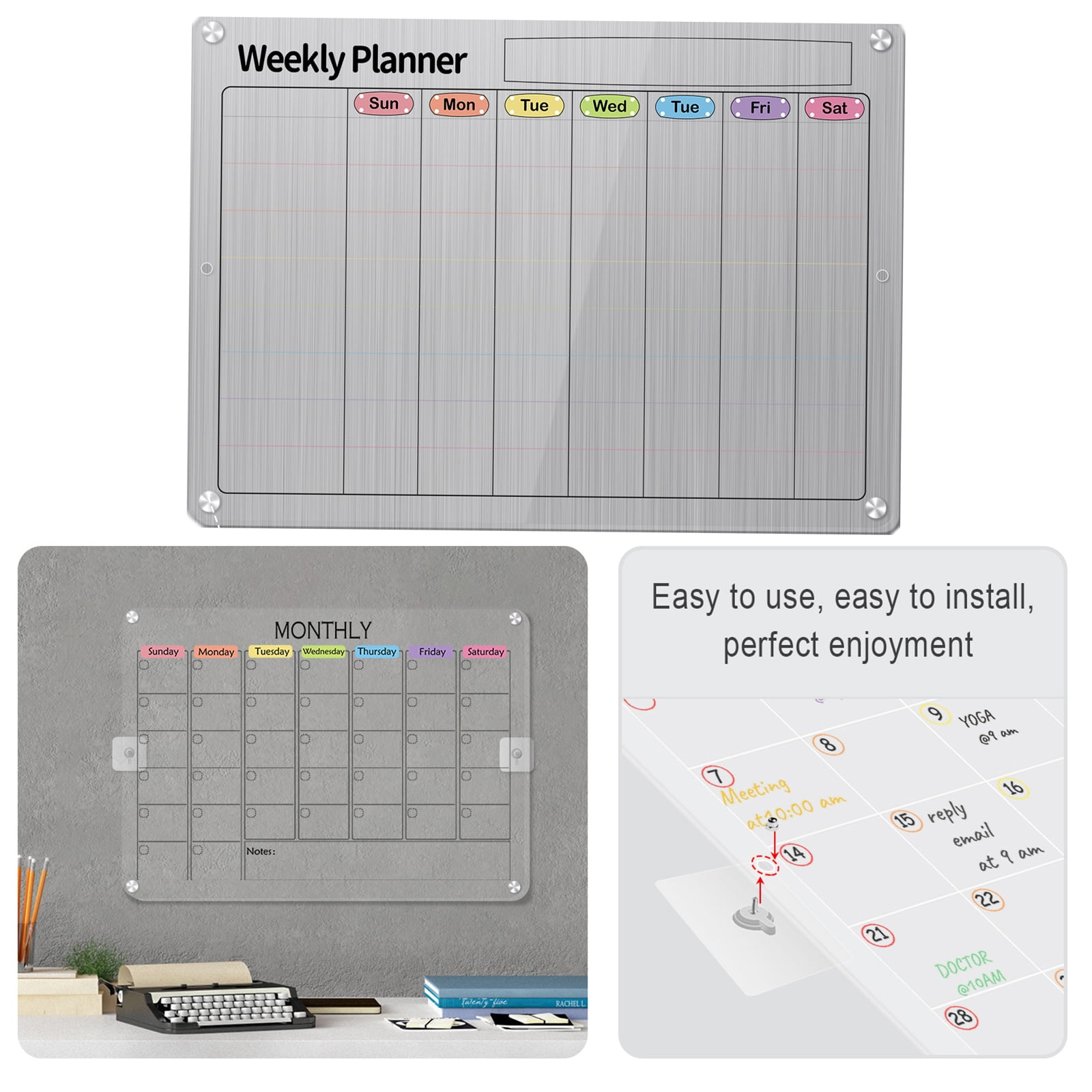 Acrylics Fridge Calendar Weekly Monthly Calendar Planner Calendar Memo Board Fridge Checklist Board