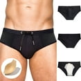 thumbnail image 4 of mgoYE Mens Swim Briefs Men’s Swim Briefs Low Rise Quick-Dry Swimsuit Athletic Training Swimwear Swimsuit Men|Black,M, 4 of 9