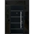 thumbnail image 5 of Front Exterior Prehung Steel Door / Deux 6083 Black Enamel / 2 Side and Top Exterior Window Sidelite / Stainless Inserts Entry Metal Modern Painted W12+36+12" x H80+16" Right hand Inswing, 5 of 5
