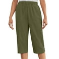 thumbnail image 4 of biudgviw Womens Capri Pants Wide Leg Cropped Pants with Pockets Elastic Waisted Linen Pants Summer Lounge Plus Size Capris, 4 of 7