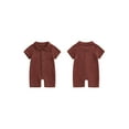 thumbnail image 2 of Suealasg Baby Boys Jumpsuit Infant Solid Color Short Sleeve Lapel Button Down Romper Bodysuits Newborn Summer One Piece Clothes, 2 of 8
