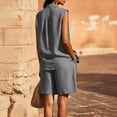 thumbnail image 4 of Sokhug Womens 2-Piece Outfit Sets Sleeveless Top Button-Down Shirt and Wide Leg Bermuda Summer Shorts Sets, 4 of 7