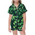 thumbnail image 1 of Odeerbi 2-12 Años Niños Niñas Verano St. Patrick'S Day Pijama de Satén Con Solapa de Muesca Conjunto de Pantalones Cortos Ropa de Dormir Conjuntos de Pijama, 1 of 5