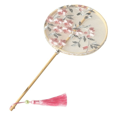 

Bangcool Ancient Fan Fashion Chinese Style Flower Embroidery Hand Fan Photo Prop for Girl