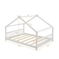 thumbnail image 3 of Bellemave Full Size House Bed,Wood Platform Bed with Headboard and Footboard, House Floor Bed with Roof and Slat  (White,Full), 3 of 8