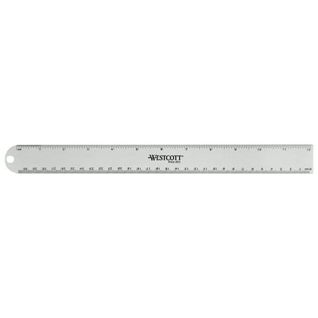 Westcott 12" Aluminum Ruler, Cork Back, Imperial/Metric, 0.09 lbs. 1-Count, Not Bulk, High School