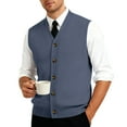 thumbnail image 7 of Resicozy Men's Sleeveless Sweater Vest V-Neck Casual Knit Button Down Solid Color Cardigan Vest Navy 2XL, 7 of 7
