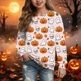 thumbnail image 2 of Cdudpw Kids Boy Girl Crewneck Halloween Sweatshirt Pumpkin Graphic Print Halloween Shirt Long Sleeve Tops(M119-Pink), 2 of 9