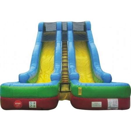 - Pogo 24' Retro Commercial Inflatable Double Lane Water Slide with Blower Kids Bouncy Jumper