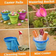 3 Packs Foldable Pail Bucket With Shovels & Bag Collapsible Buckets Multi Purpose For Beach Camping Gear Party Fishing And Fun Summer Activities (blue/pink/green)