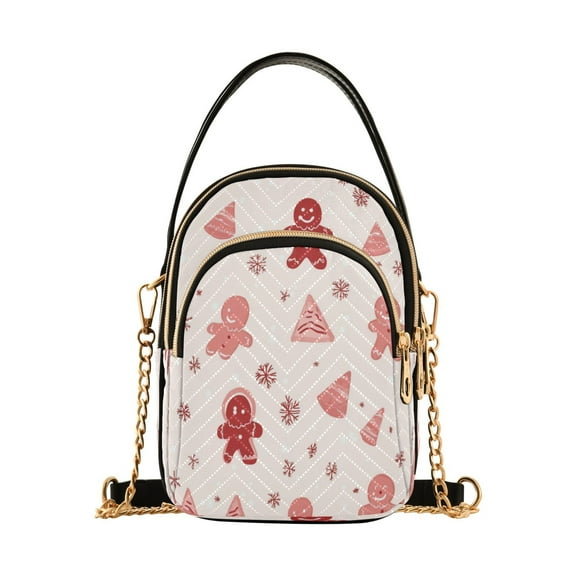 Women's Crossbody Handbags Shoulder Handbag Multi Pocket Crossbody Bag Gingerbread Men Pattern