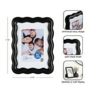 Mainstays 5 x 7 Black Wavy Tabletop Picture Frame, Fits 3.5 x 5 Photo with Mat