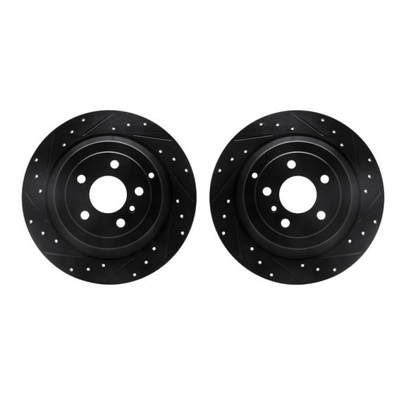 Dynamic Friction Company Rear Brake Rotors-Drilled and Slotted-Black 8002-63133