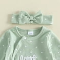 thumbnail image 5 of HWJAD Baby Girls Waffle Footed Romper Set for Little Sister Newborn Long Sleeve Jumpsuit Coming Home Clothes Infant Bodysuit Headband Fall Outfits, 5 of 9