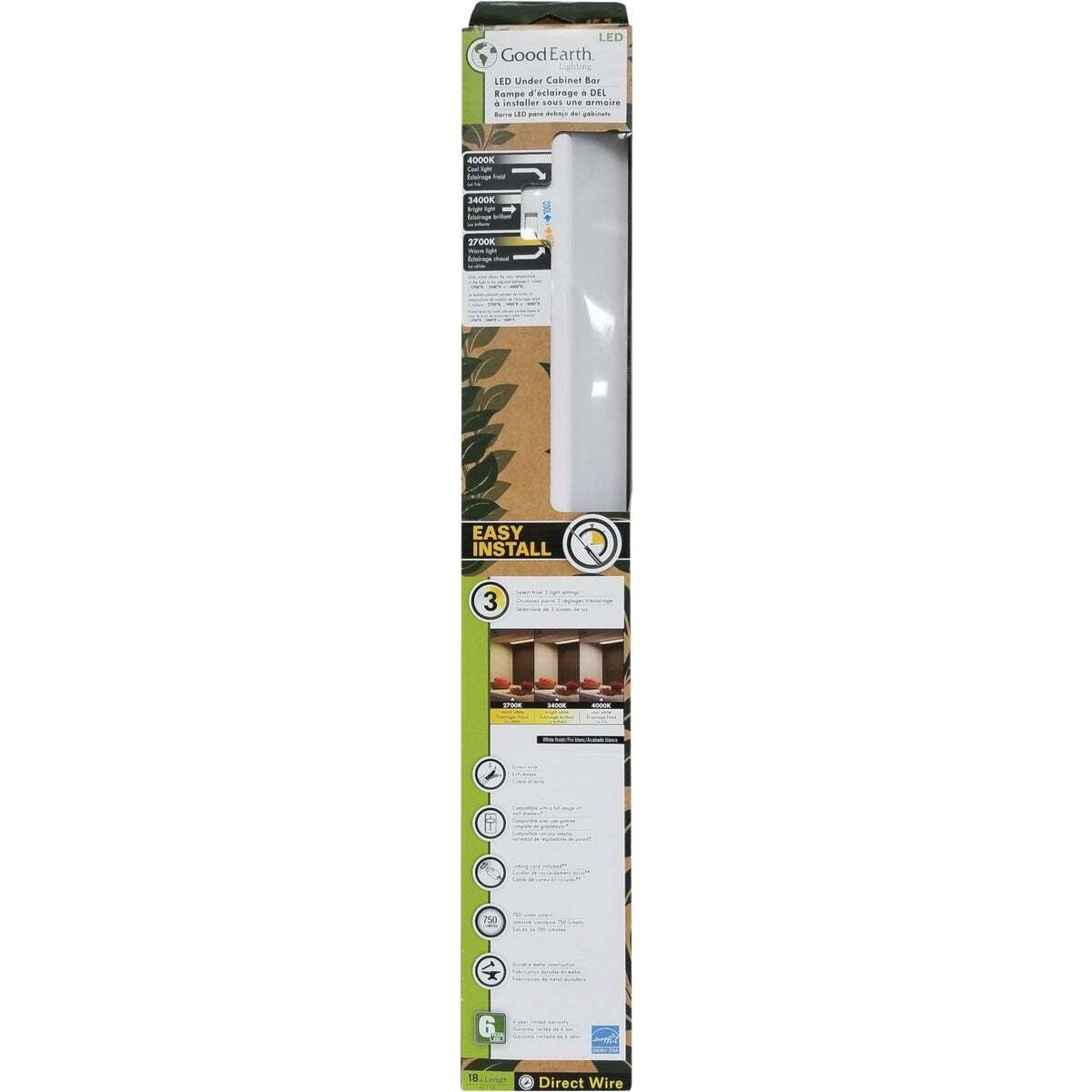 Good Earth Lighting UC1138WH118LF0G 18 in. LED Smooth Light Under Cabinet Light - White Finish