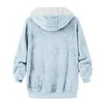 thumbnail image 5 of Miluxas Women's Fleece Hooded Jacket Long Sleeve Full Zip Outerwear Soft Warm Double Sided Plush Jacket with Side Pockets Light Blue XL(XL), 5 of 5