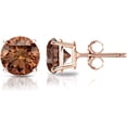 thumbnail image 2 of beryl_creation 1.00 Ct Round Cut Brown Diamond 4 Prong Push Back Stud Earring's 14K Rose Gold Plated 925 Sterling Silver For Women's, 2 of 3