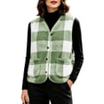 thumbnail image 5 of Cmfcve Women's Plus Size Plaid Fleece Vest Button Down Sleeveless Warm Jackets Fall Winter Casual Outerwear, 5 of 5