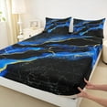 thumbnail image 4 of Manfei Black Gold Blue Twin Sheet Sets, Watercolor Marble Bedding Twin Size, Abstract Stone Pattern Fitted Sheet, Ultra Soft Bedroom Decoration, 3 Pieces, 4 of 6