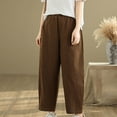 thumbnail image 4 of ClodeEU Women Harem Pants, Elastic Waist, Solid Color Relaxed Fit, Comfortable Trousers Coffee,Womens Plus L, 4 of 8