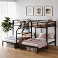 thumbnail image 2 of Ktaxon Metal Twin Triple Bunk Bed with Stairs, Twin over Twin over Twin XL Bed Frame for 3, Black, 2 of 7