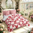 thumbnail image 2 of Manfei Modern Checkered 7pcs Queen Bedding,Cute Cherry Bedding Comforter Set Queen,Red White,Colorful Stars Reversible, 2 of 7