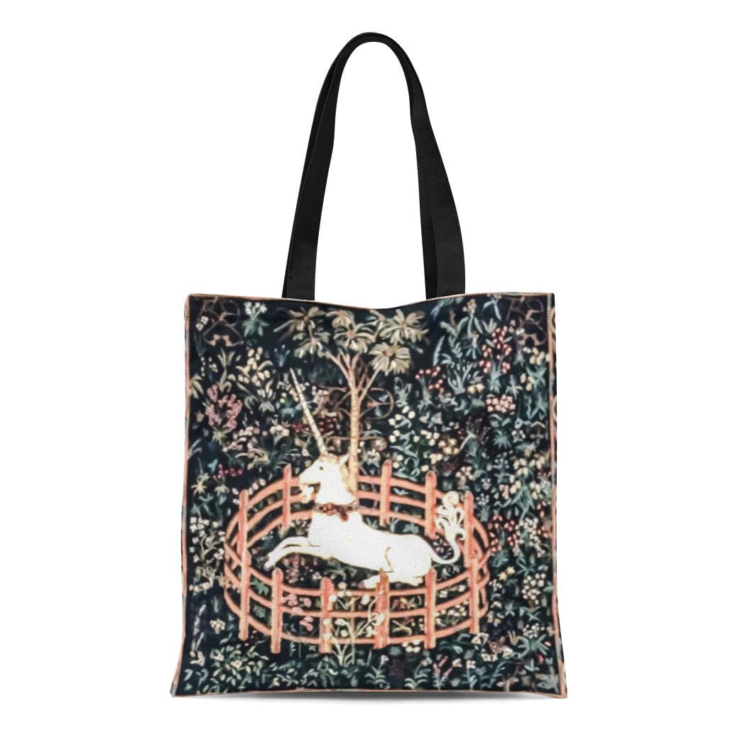 ASHLEIGH Canvas Tote Bag Blue Tapestries Unicorn Medieval Renaissance