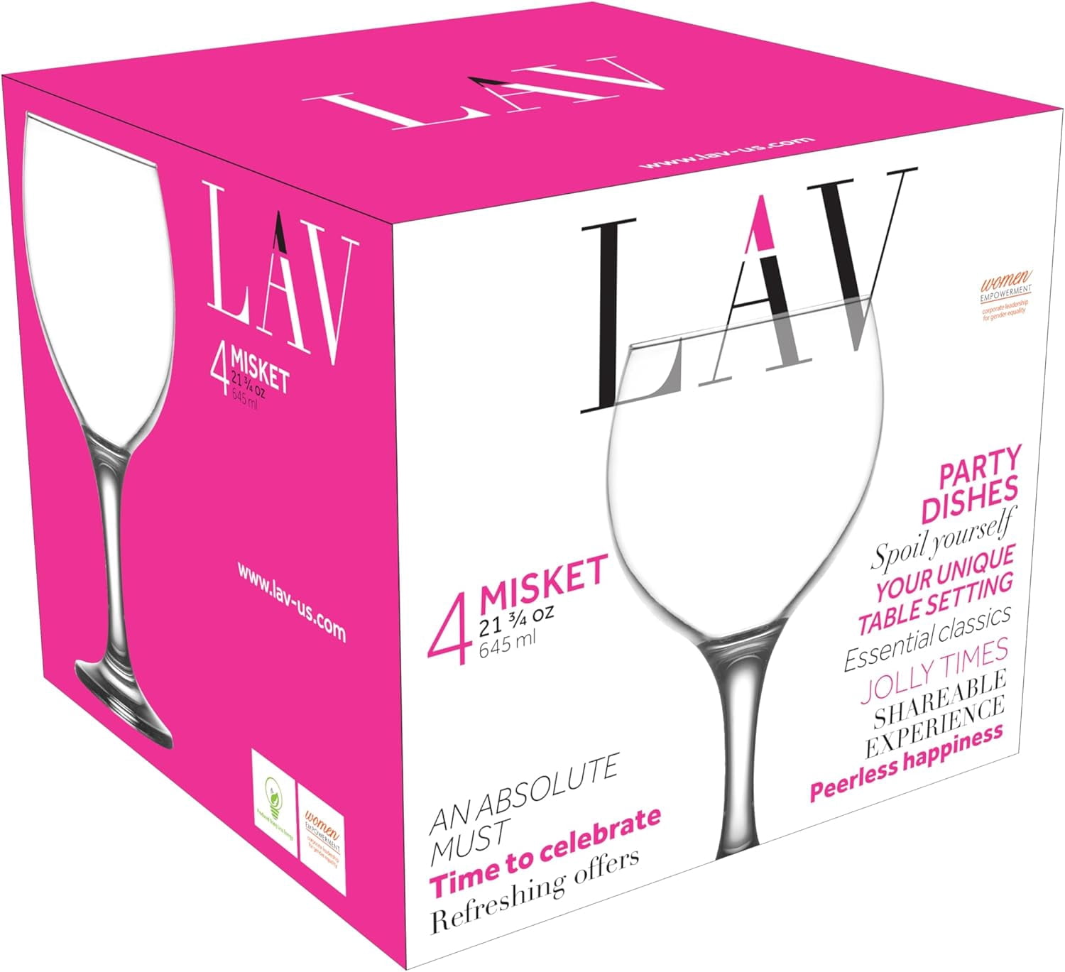 LAV Gin and Tonic, Aperol Spritz Glass Set 4-Piece, 21.75 oz, Clear Balloon Wine Glasses with Stem for Red, White Wine, Cocktails, Oversize Large Goblets for Spritz, Water