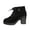 Black, variant on Ahabrexf Women's Chunky High Heel Ankle Boots Lace Up Faux Suede Upper Winter Warm Casual Booties with Back Zipper and Round Toe Solid Color