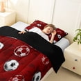 thumbnail image 4 of Castle Fairy Pink Soccer Print Twin Comforter Sets 2pcs, Vintage Sport Ball Bedding Set, Black Red,Black Reversible,1 Comforter and 1 Pillowcase, 4 of 6