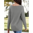 thumbnail image 3 of Womens Oversized Deep V Neck Sweaters Fall Winter Long Sleeve Knit Pullover Jumper, 3 of 6