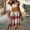 Orange, variant on Women's Boho Tie-Dye Short Sleeve V-Neck with Side Slit Casual Summer Long Beach Maxi Dress Rose Red，S