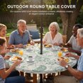 thumbnail image 3 of Round Outdoor Tablecloth with Umbrella Hole and Zipper, Green Spring Floral Tablecloth with Elastic Waterproof, Summer Botanical Vintage Farmhouse Patio Table Covers for 45" - 54" Picnic Pool Tables, 3 of 9
