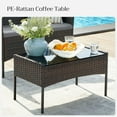 thumbnail image 2 of Boutique Home Outdoor Patio 4 Piece Furniture Conversation Set, PE Rattan - Grey Pillows, 2 of 5