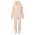 thumbnail image 5 of VBTAPA Womens 2 Piece Outfits Solid Casual Sweatsuit Set Athletic Track Suits Oversized Hoodie Sweatshirts Jogger Sweatpants with Pockets Beige XL, 5 of 7