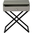 thumbnail image 5 of Lilola Home Koda Taupe Wooden End Side Table Nightstand with Glass Top, Drawer and Metal Cross Base, 5 of 7