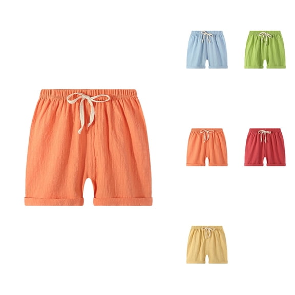 Toddler Baby Boy's Casual Harem Pants Solid Color Shorts - Elastic Waist Comfy Bermuda Shorts with Drawstring