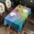 thumbnail image 2 of Rainbow Tie Dye Swirl Pattern Rectangle Tablecloth 60"x102",Waterproof Polyester Rectangle Table Cloth, Wipeable Spillproof Polyester Tablecloth for Dining, Camping, Indoor and Outdoor, 2 of 6