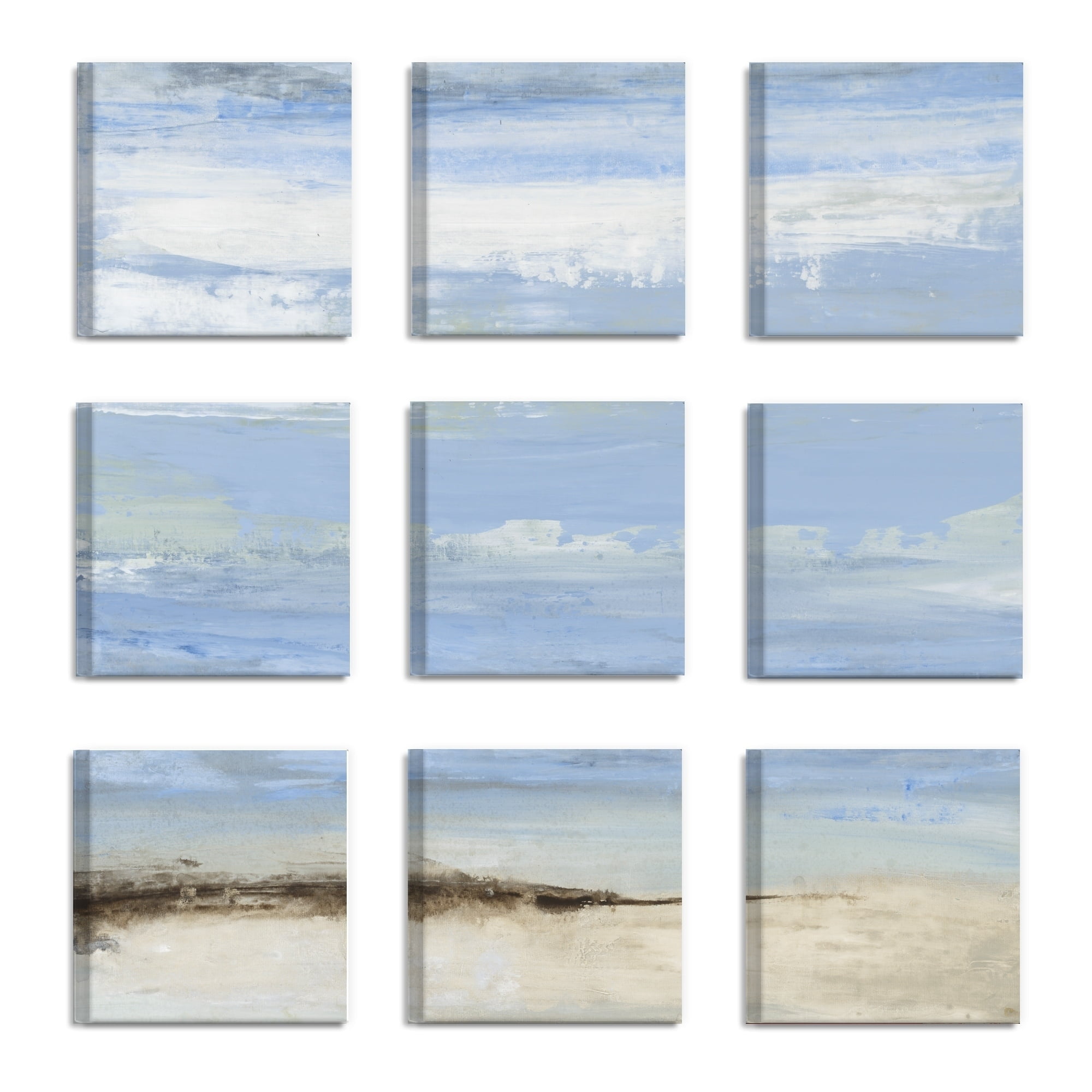 The Stupell Home Decor Collection Abstract Beach Seascape by Liz Jardine 9 Piece Canvas Wall Art Set