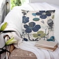 thumbnail image 3 of 20x20 Pillow Covers Set of 2, Navy Blue Green Floral Throw Pillow Covers Decorative Couch Cushion Case, Vintage Botanical Leaves Microfiber Square Pillowcases for Bedroom Car Living Room, 3 of 7
